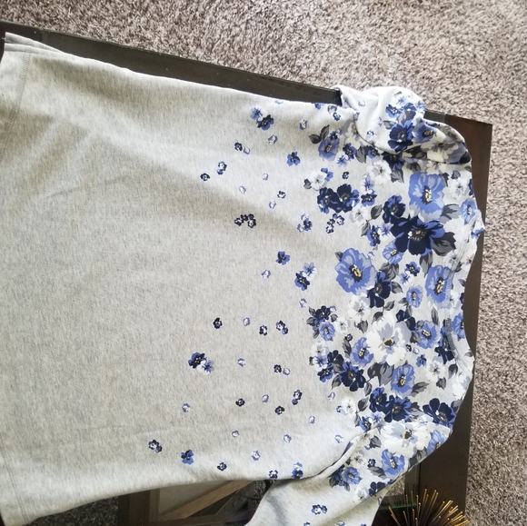 Karen Scott Sport Floral Crewneck Sweatshirt Blue - Picture 9 of 9